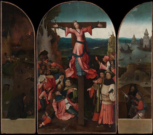Triptych showing the crucifixion of Saint Julia.