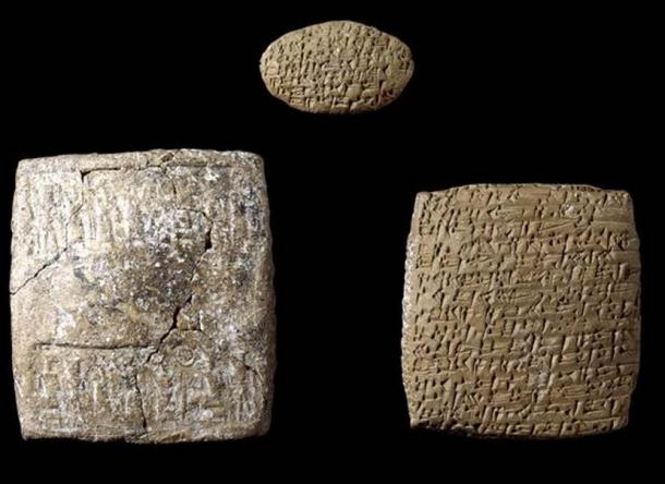 A cuneiform letter, copied on two pieces of clay, and its envelope, which were found at Kültepe. They record a complaint between two brothers about the family’s lack of food or clothes in Assur while the other brother was trading textiles and tin for silver and gold at Karum Kanesh. Photo: British Museum.