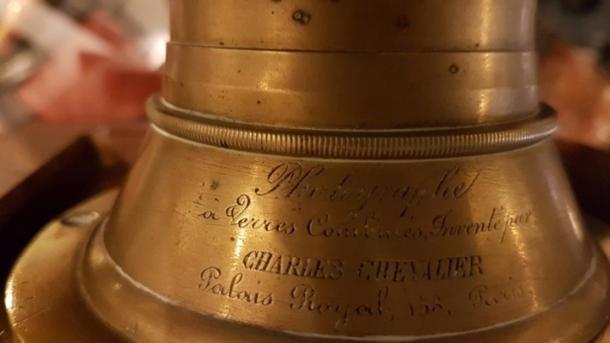 The daguerrian lens is signed by Charles Chevalier, dated 1834. (Image: Courtesy Micki Pistorius)