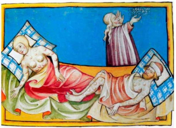 The deadly Black plague that hit medieval Europe. Many bodies were unearthed under the city of Paris. Illustration Toggenburg Bible (1411) (Public domain)