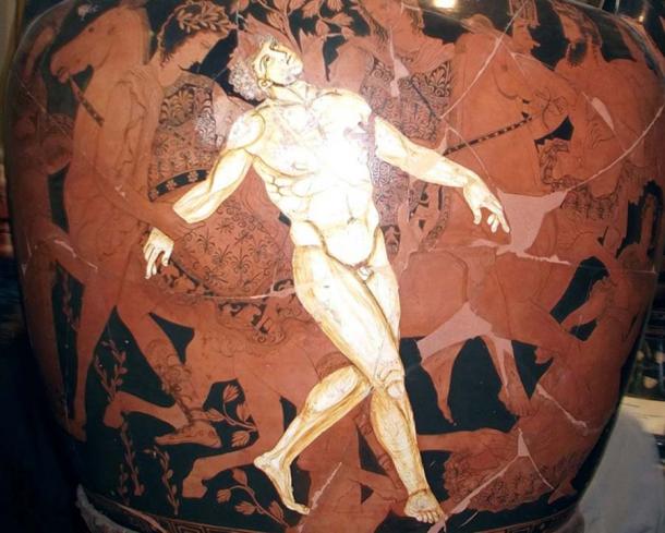 La muerte de Talos representada en un jarrón griego del siglo V a. (Forzaruvo94 / CC BY-SA 3.0)