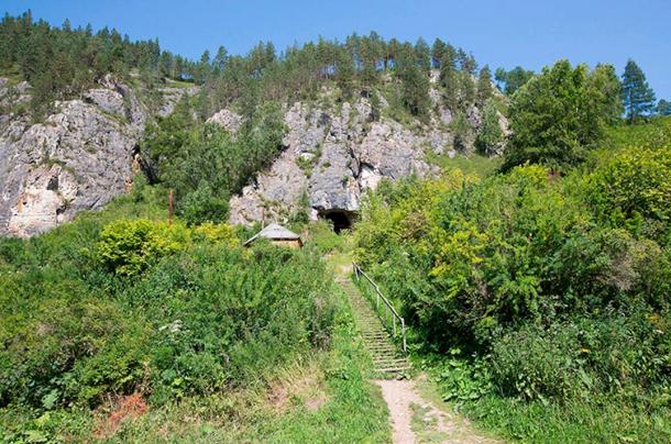 View from outside the Denisova Cave.