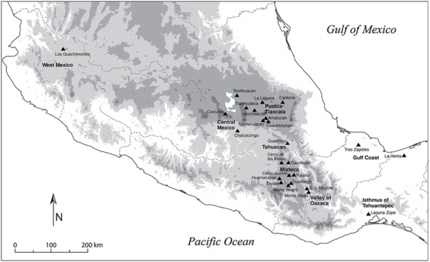 Mapa que ilustra la ubicación de las 24 antiguas ciudades mesoamericanas incluidas en el estudio. (Feinman, G. et al / CC BY 4.0)