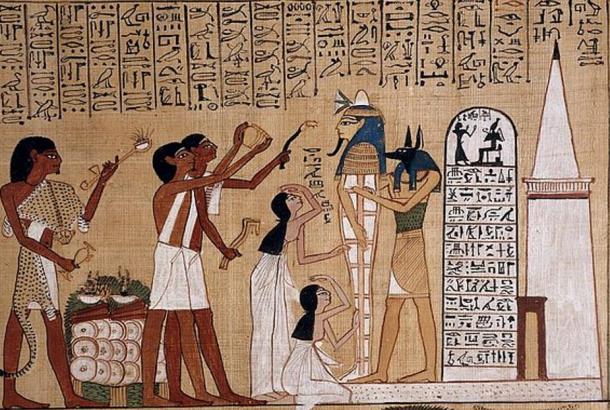 A depiction of the opening of the mouth ritual