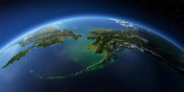 Highly detailed Earth. Chukotka, Alaska and the Bering Strait. (Anton Balazh / Adobe Stock)