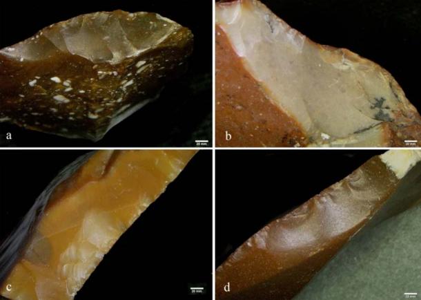 The different minimal shaping methods used for the creation of new edges on reused broken tool flakes made by archaic humans living at the Revadim site in Israel. (Scientific Reports)