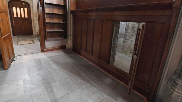 The other side of the door from the secret passage found in the West Cloister of the UK Parliament. (Jessica Taylor / UK Parliament)