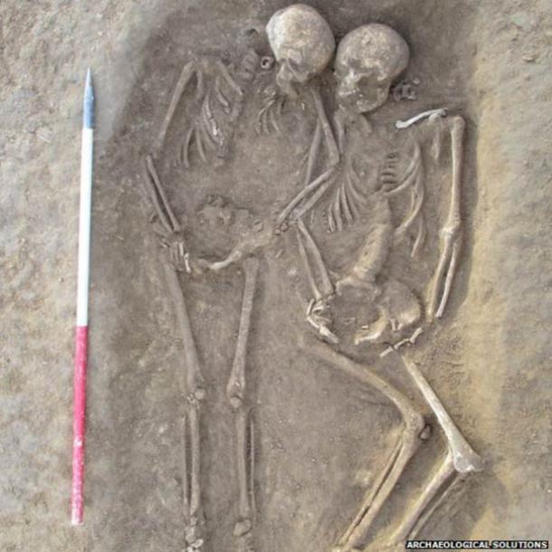 A double grave with two skeletons was found at the site