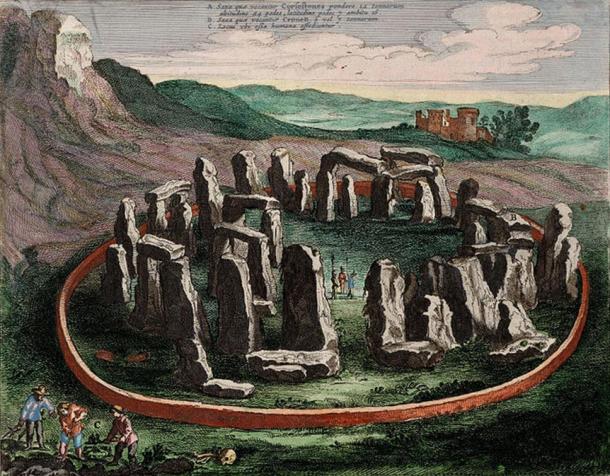 A drawing of Stonehenge from 1645.