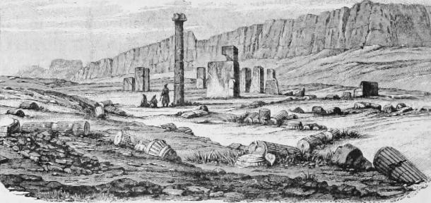 A drawing from the ruins of Istakhr in the 19th century (Public Domain)