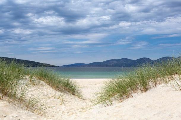 The sand dunes on a northern Scottish island. It was sand that 