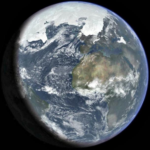 About 25,000 years ago the last Ice Age began, which froze about half of the world and caused many prehistoric humans to seek shelter in the south of Europe. Artistic representation of the last Ice Age.