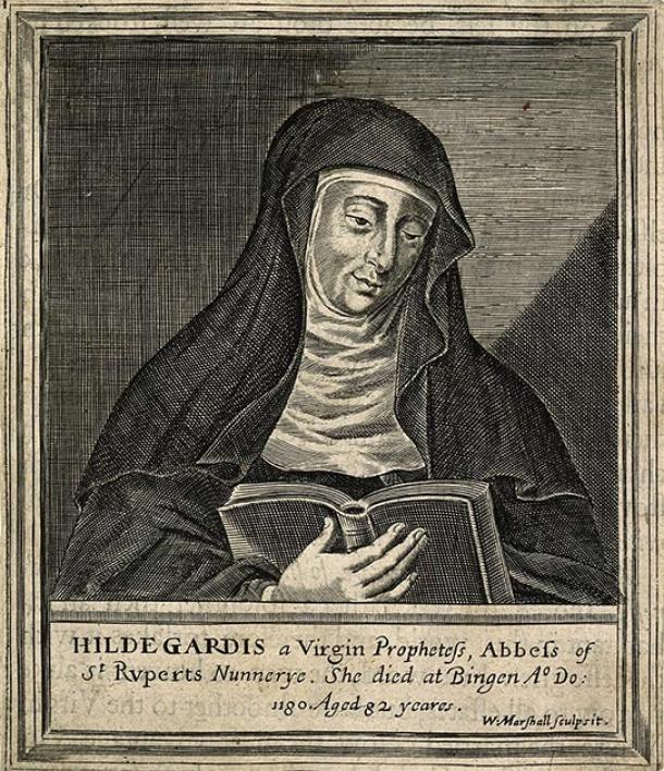 Line engraving of Saint Hildegard of Bingen. (Fæ / CC BY-SA 4.0)