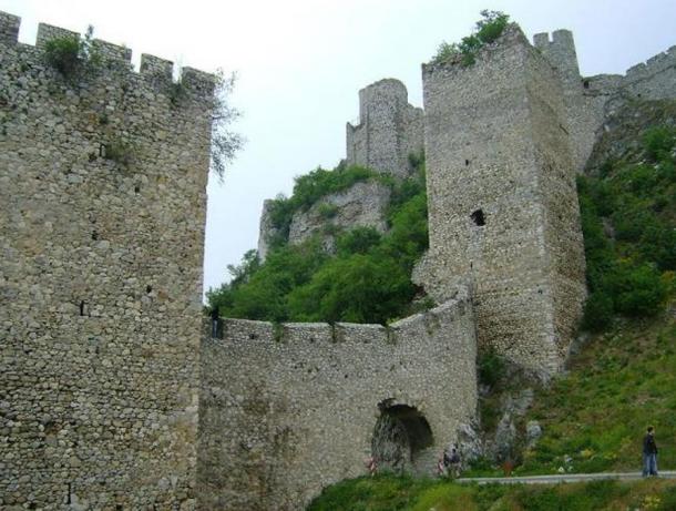 Main entrance and forward compound of Golubac Fortress.