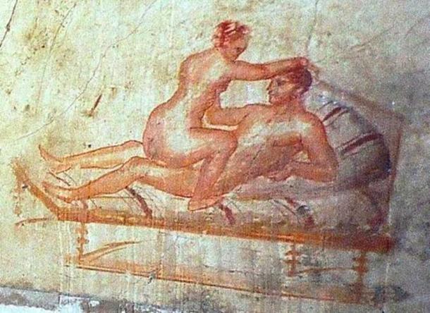 An erotic wall painting from The House of the Vettii brothel, Pompeii, where prostitution was quite common (OKC / CC BY SA 3.0)