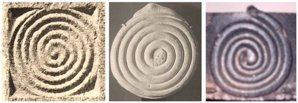 The Phaestus Disc, made of fired clay with inscriptions on both sides and dated to the late Bronze Age. It was discovered on July 15, 1908 by archaeologist Luigi Pernier in the excavation of the Minoan Palace of Festos, near Hagia Tríada, in Crete. (Rafael Videla Eissmann)