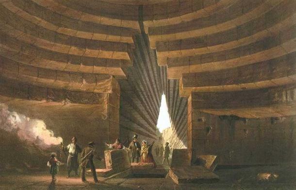 Detail. Painting, 1856, an example of a kurgan, specifically the so-called ‘Tomb of Mithridates.’ 