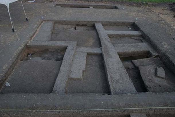An excavated section of the newly-found building complex. 