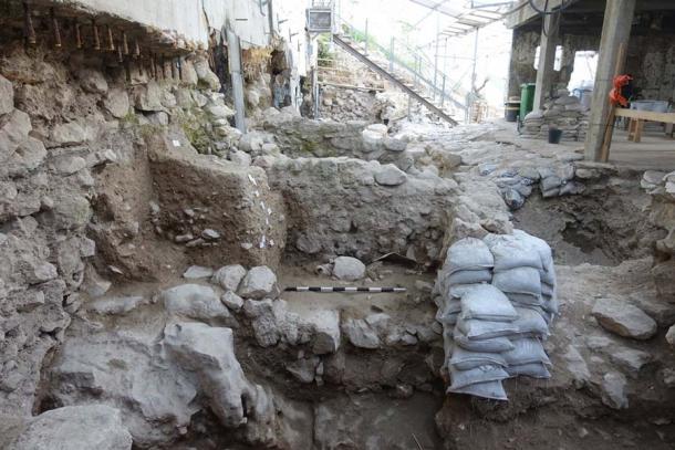 The excavation area where the earthquake evidence cited in the Bible was found within the city of David. (Joe Uziel / Israel Antiquities Authority)