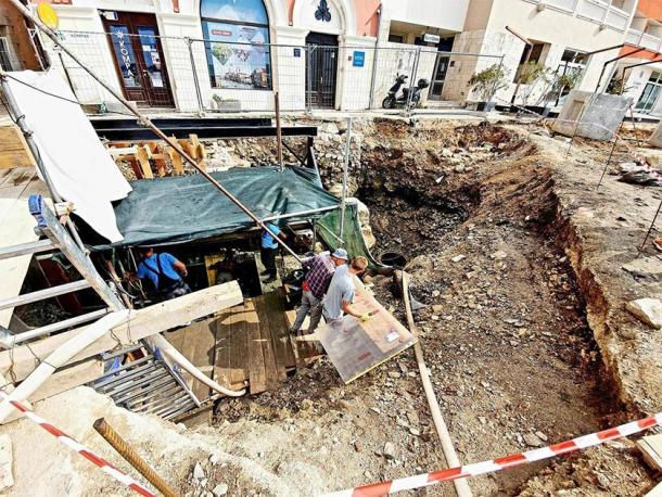 The excavation site where the Roman shipwreck was unearthed. (Grad Poreč)