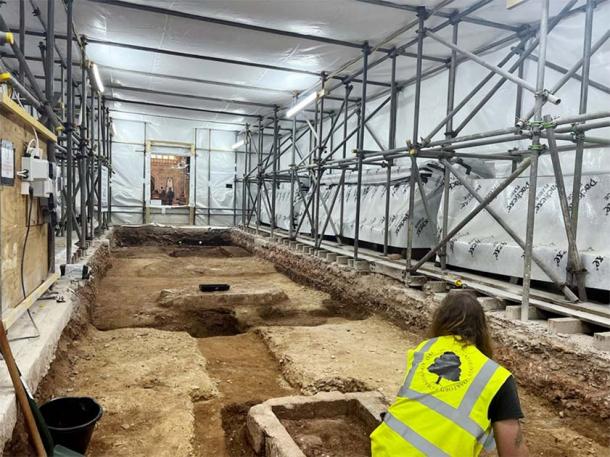 The excavations at Exeter Cathedral have uncovered a burial crypt containing stone-lined tombs. (Exeter Cathedral)