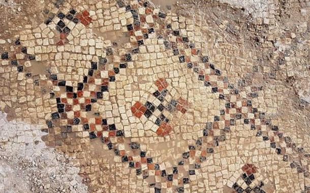 An exposed part of the colorful mosaic.