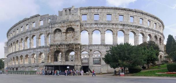 The exterior of the Pula Arena in Croatia.