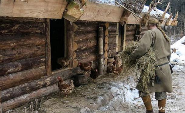 Sapozhnikov tends to his farm house.
