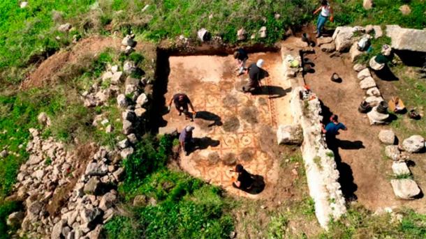 The mosaic was a feature of the Byzantine church floor. (Emil Algam/IAA)