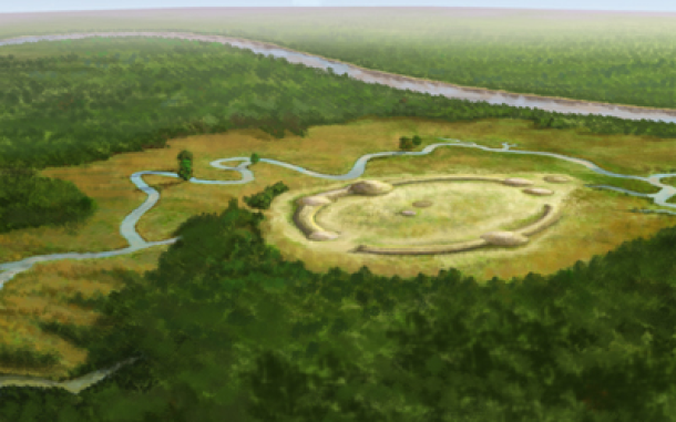 Artistic reconstruction of the prehistoric Watson Brake mounds
