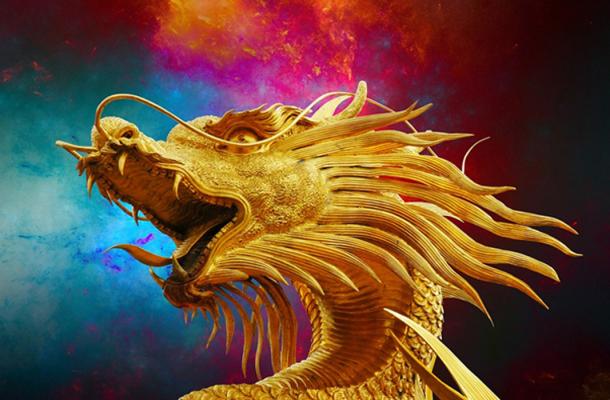 Dragon, Broncefigur, Golden Dragon, Thailand