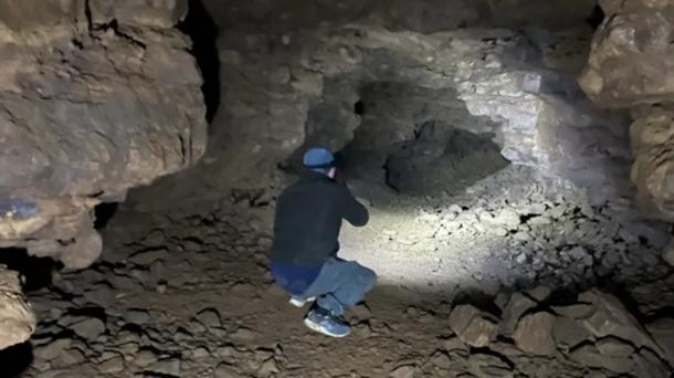 A member of the Bloxham Underground Tunnel Society explores one of the newly discovered passages. 