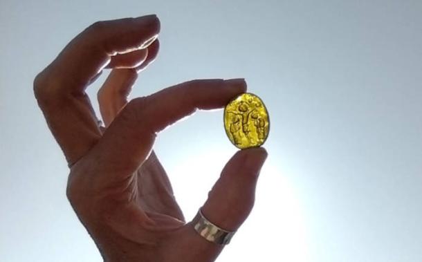 The jewel discovered in England featuring Christs crucifiction, with Mary and John