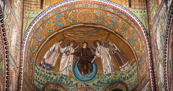 Interior of Basilica of San Vitale, which has important examples of early Christian Byzantine art and architecture. Ravenna, Emilia Romagna, Italy. Source: Salvatore Leanza /Adobe Stock 