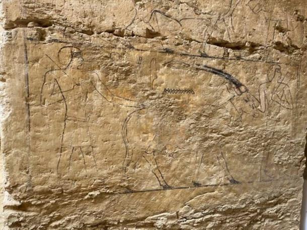 The black ink outlines on the exterior of the Egyptian dignitary’s tomb recently found at Saqqara indicate that his grave was likely never finished properly.							Source: Polish Centre of Mediterranean Archaeology, University of Warsaw