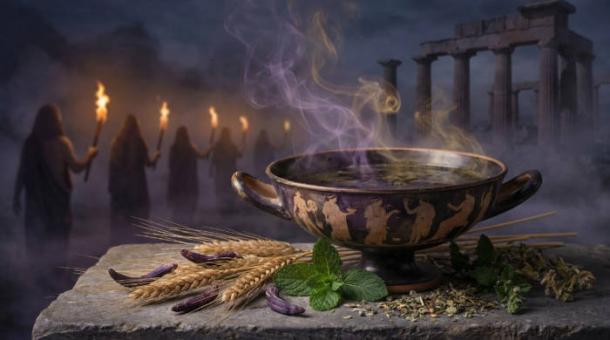 Scene representative of an Eleusinian Mysteries ceremony.