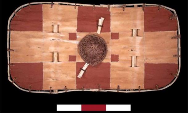 A the front of a copy of the bark shield. Source: University of Leicester/Fair Use 