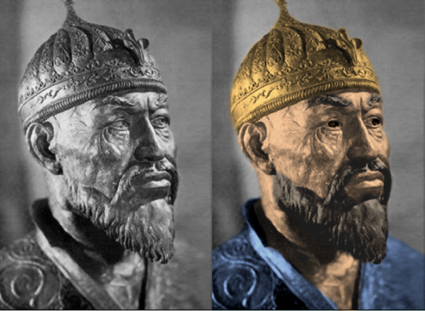 Facial reconstruction of Timur based on osteological analysis conducted by Soviet anthropologist Mikhail Gerasimov following the 1941 excavation of the tomb at Gur-e-Amir, Samarkand, Uzbekistan