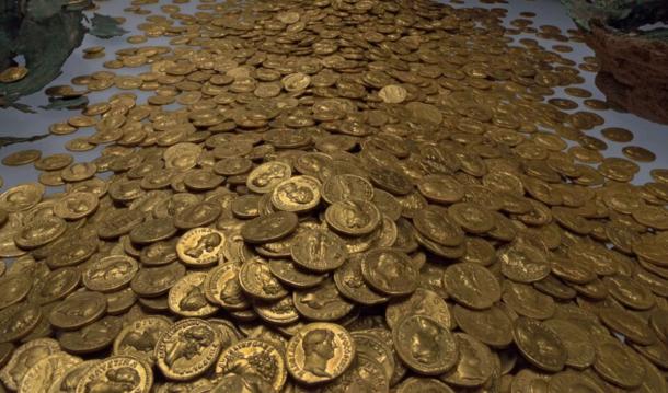 The Roman gold hoard found in Trier, Germany. 