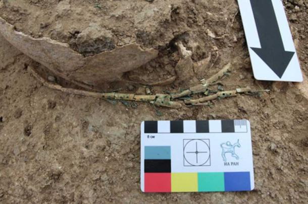 The remains of harp found in the ancient necropolis of the Volna-1 settlement in the Temryuk district of the Krasnodar Territory.