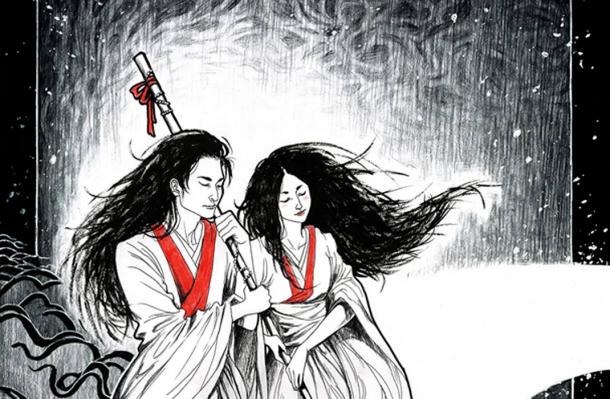 Japanese creation god and goddess Izanagi and Izanami
