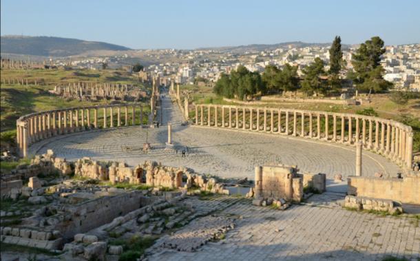 The Oval Plaza of Gerasa (Jerash, Jordan).