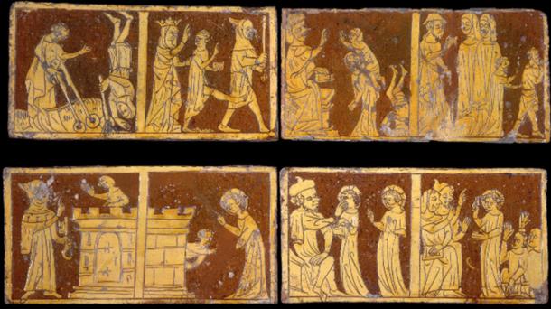 Tring Tiles depicting stories from Jesus&rsquo;s childhood recounted in the Infancy Gospel of Thomas