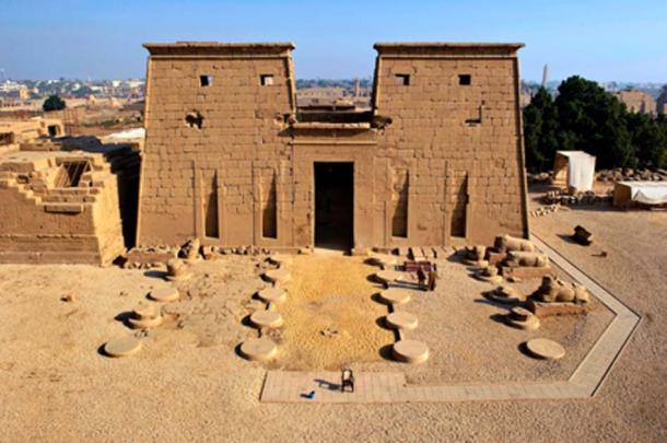 The south facing entrance of Khonsu Temple, located in the Karnak Temple Complex on Luxor's East Bank. Source: ARCE / Fair Use.