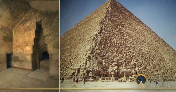 Left; Image of Khufu’s Queen’s chamber and Right; a view of Khufu’s pyramid. Source: Provided by Author, Right, Gary Todd/ CC0
