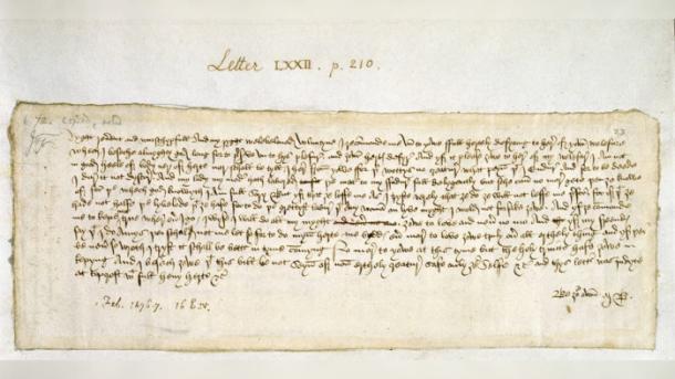 The famed 'Be my Valentine' Letter, written in February 1477 by Margery Brews