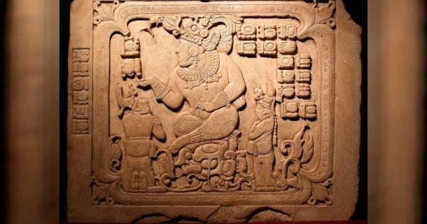 Panel 3 from Cancuen, Guatemala, representing Maya king T'ah 'ak' Cha'an. Source: CC BY-SA 2.5