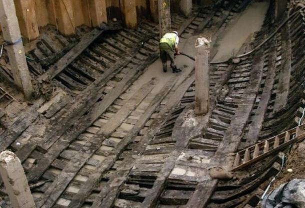 The Newport Medieval Ship being excavated and restored. Source: Owain at the English language Wikipedia / CC BY-SA 3.0