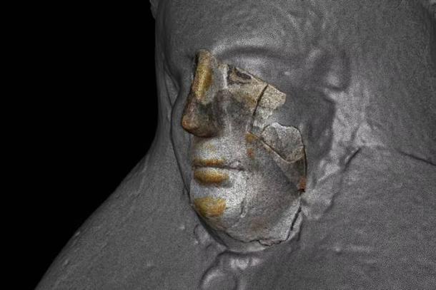 The 3D scan of a mask fragment matches up with the scan of a different well-preserved mask.