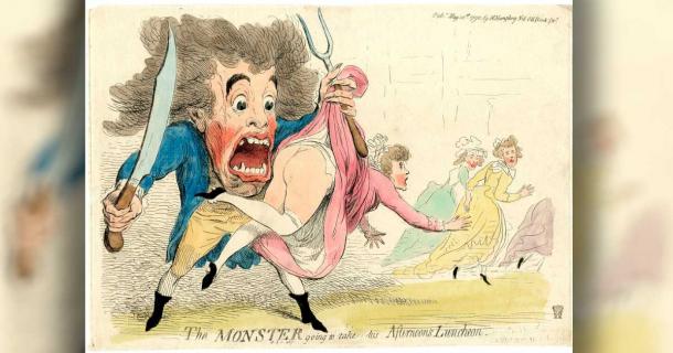 The monster of London going to take his afternoons luncheon, in an etching by James Gillray. Source: Public domain